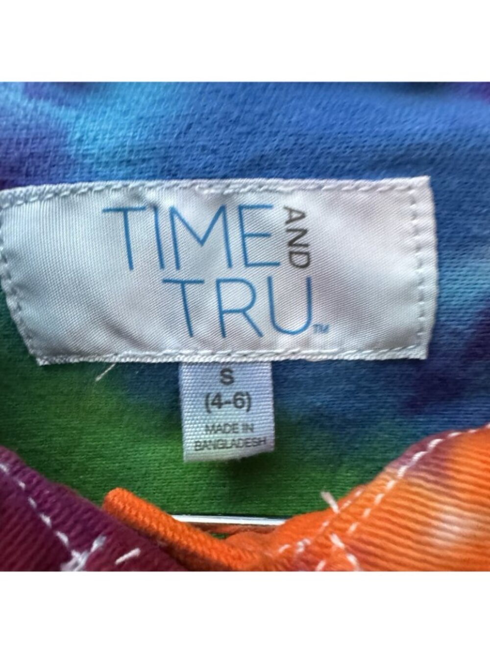 Time and Tru Tie Dye Denim Jacket Women’s Small Rainbow Stretch Trucker - Picture 5 of 8
